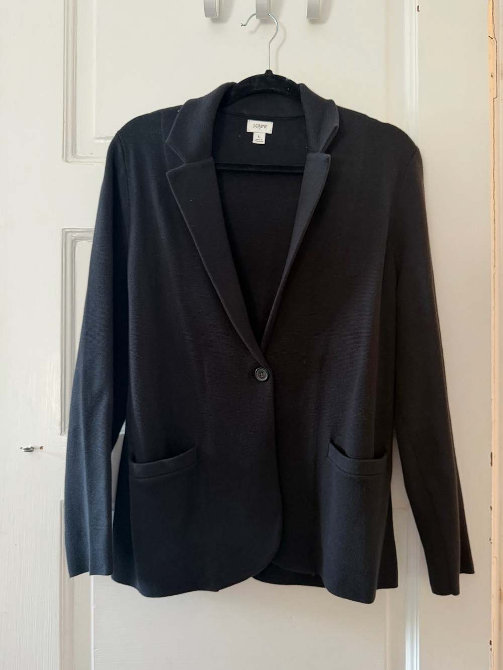 J. Crew Women's Black Single-Button Knit Blazer